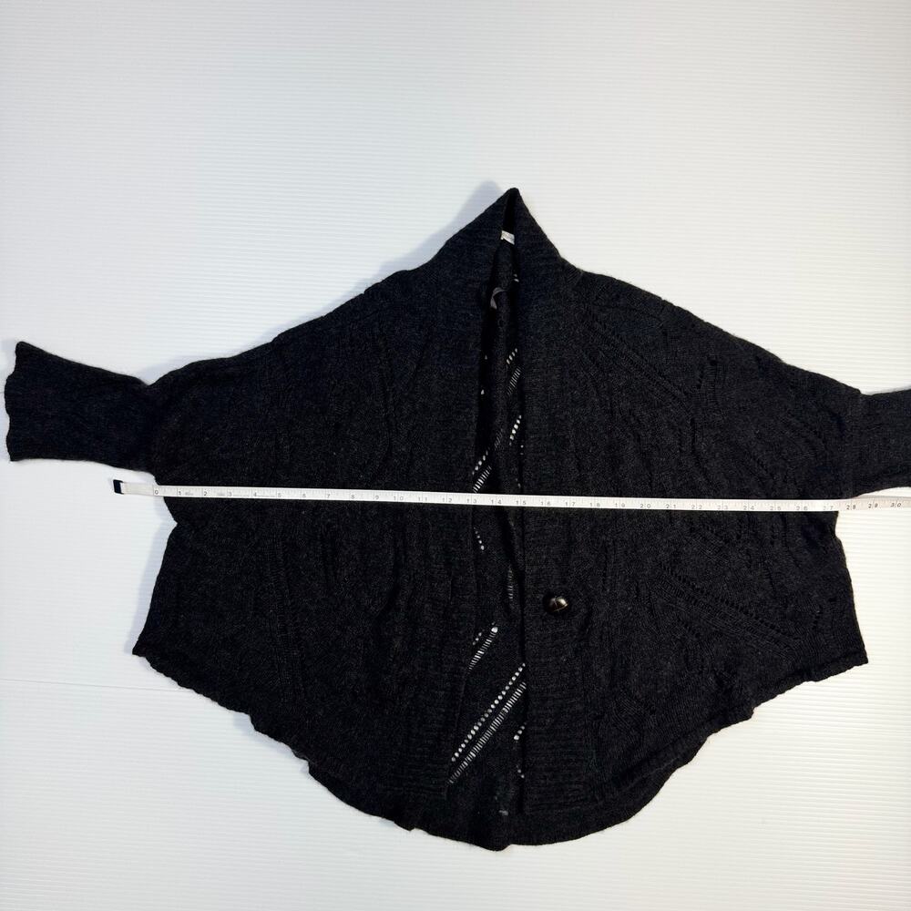 Cashmere Wool Open Knit Cape Cardigan Shawl Women's XS Gray Lagenlook Cozy - Picture 4 of 16